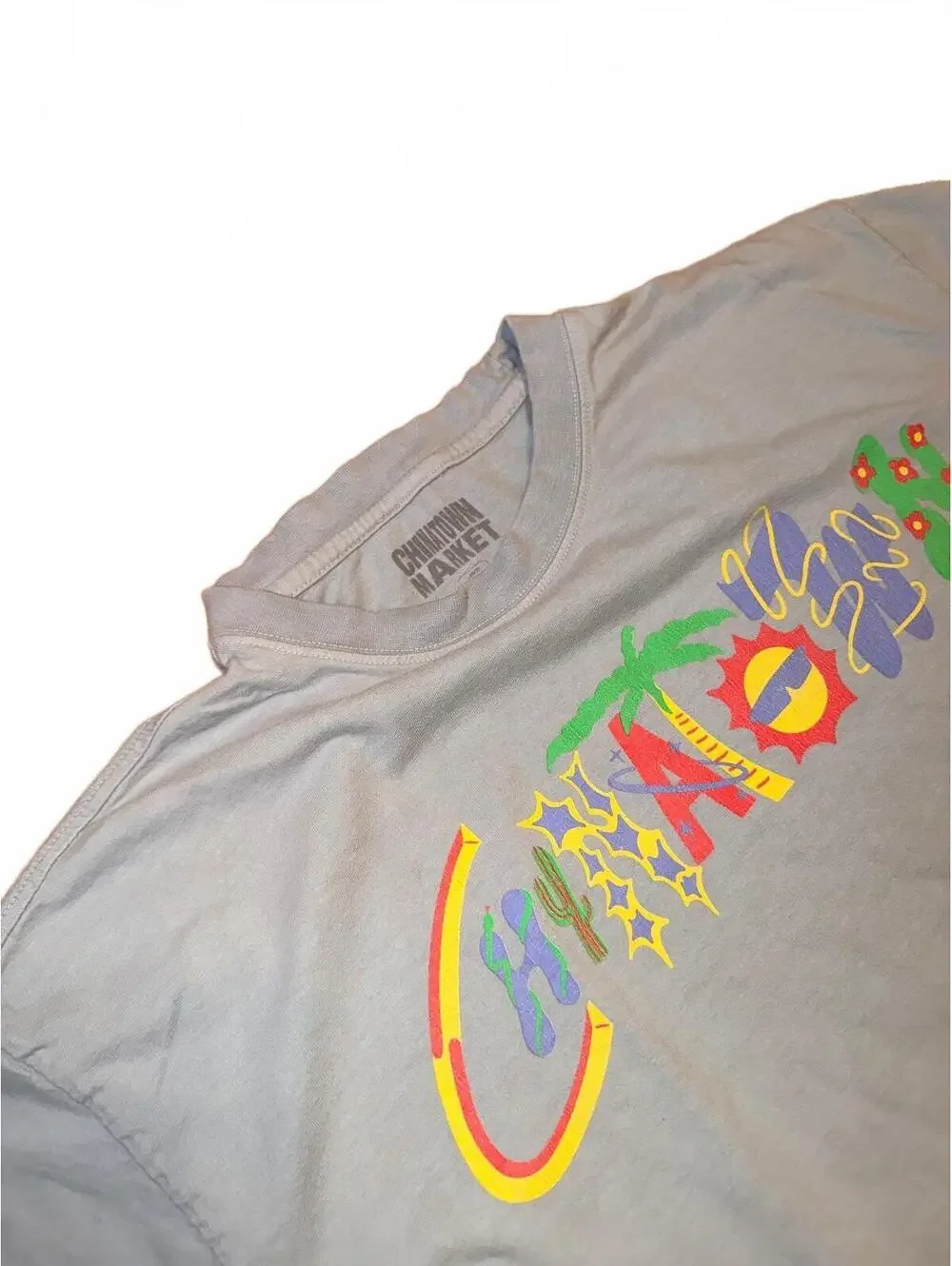 Chinatown Market Graphic T-Shirt Light Blue Tropical Print Tee